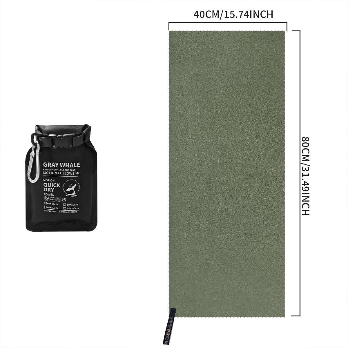 Schnell trocknendes Handtuch – Super saugfähiges, schnell trocknendes Handtuch – Reisehandtuch, schnell trocknendes, leichtes, schnell trocknendes Mikrofaser-Handtuch zum Schwimmen: armeegrün