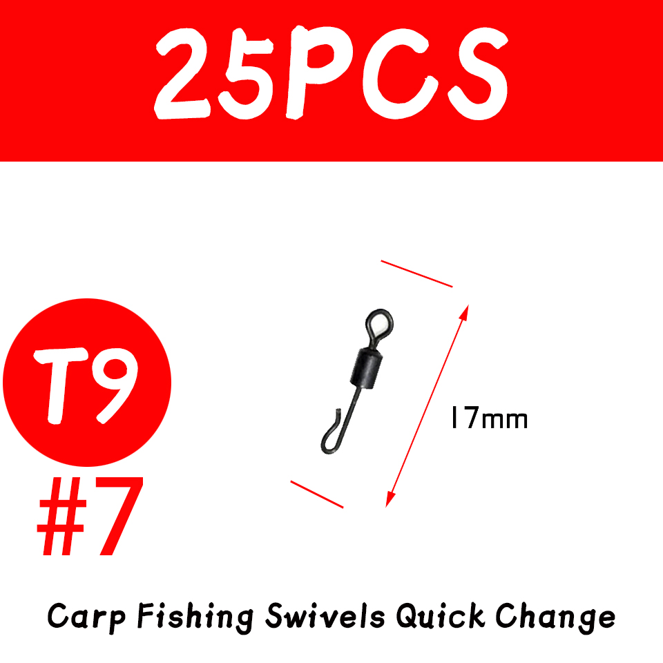 JIGEECARP girelle da pesca alla carpa da 25 pezzi Snap a cambio rapido per attrezzatura da pesca alla carpa attrezzatura da pesca terminale: 25pcs T9 7