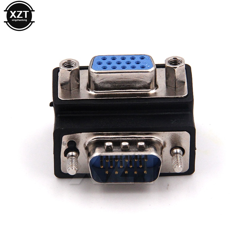 VGA Adapter SVGA Male to Female 90 Degree Right Angle vga to vga Adapter Connector VGA 15pin plug for HDTV Computer PC Projector