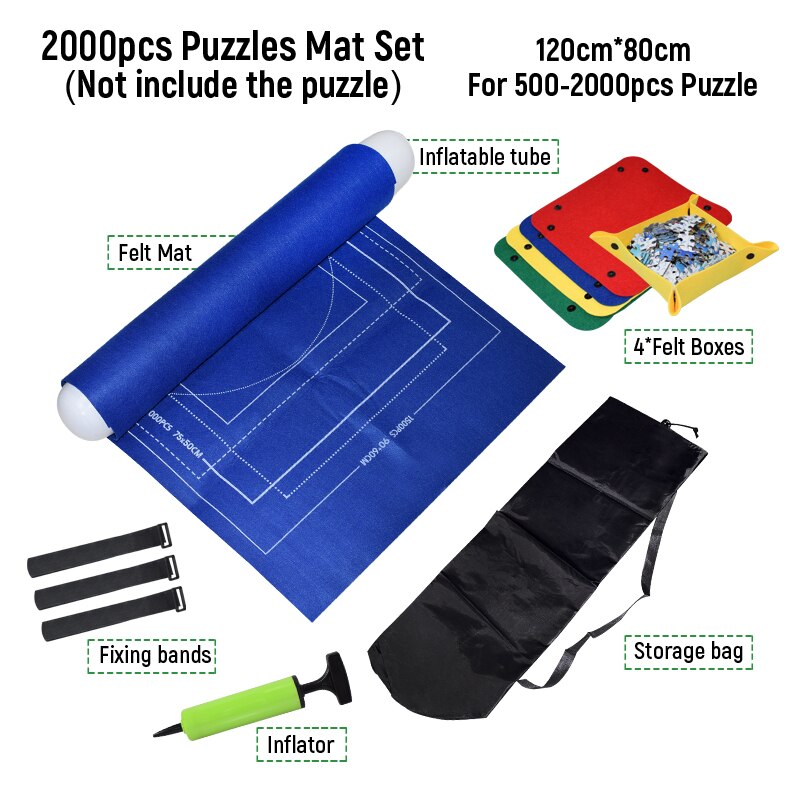 Puzzles Board Jigsaw Mat Set Felt Play Mat Puzzle Storage Accessories Roll Up Blanket with Guide Line Puzzle Mats for Adult Kids: 2000pcs set blue2