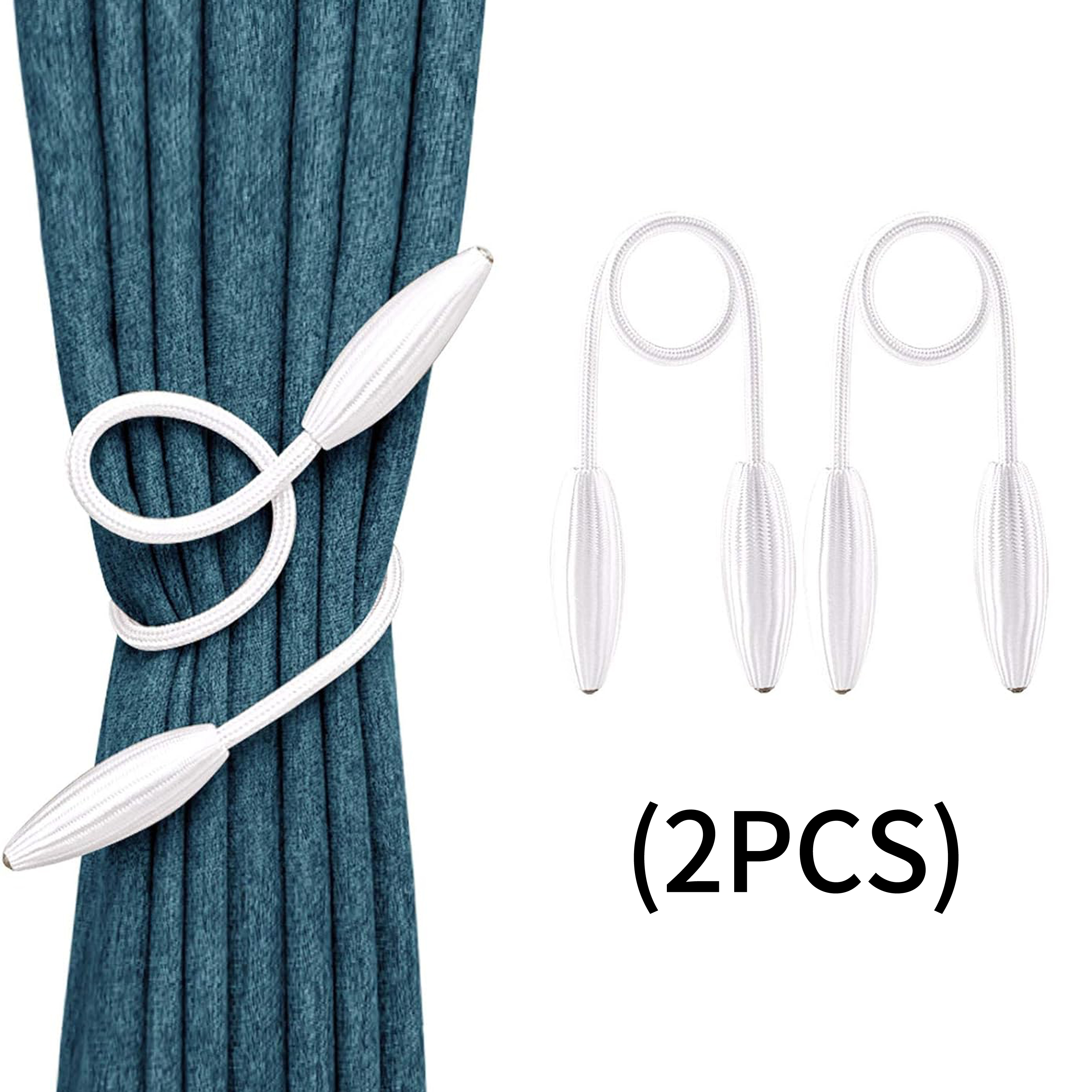 2 Stück moderne, minimalistische Vorhang-Raffhalter, kein Bohren, Vorhang-Dekoration, Simulation Kristallkopf, für Schlafzimmer, Wohnzimmer: Weiß