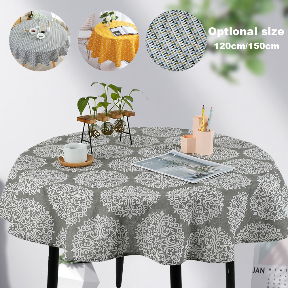 Nordic Style Round Tablecloth Simple Waterproof Restaurant Hotel Household Round Table Cloth Printing Plaid Geometric Animal