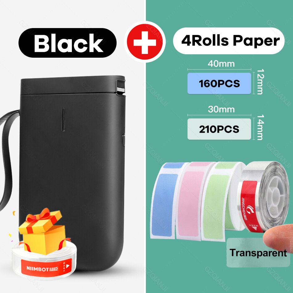 Mutlifunctional Thermal Label printer Mini Portable Barcode Bluetooth Label Printer For Moble Phone Android iOS D11 Niimbot: BK 1Tra3Color