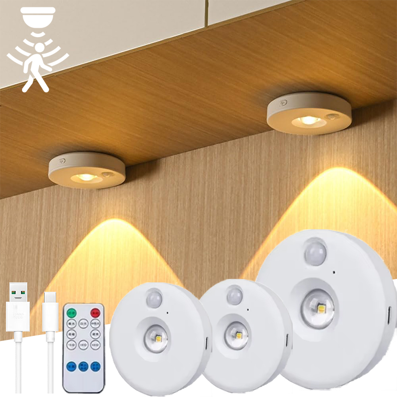 Luz LED nocturna con Sensor de movimiento, luces de cabina regulables, recargables por USB, inalámbricas, lámparas de cocina, pasillo, armario, decoración del hogar