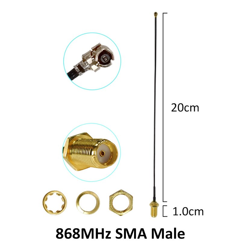 2 Stuks 868 Mhz 915 Mhz Antenne 2dbi Sma Male Connector Gsm 915 Mhz 868 Mhz Antena Antenne Waterdicht + 21 Cm RP-SMA/U. fl Pigtail Kabel