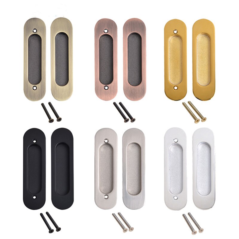 Sliding door embedded handle zinc alloy bronze recessed handle a pair hidden handle