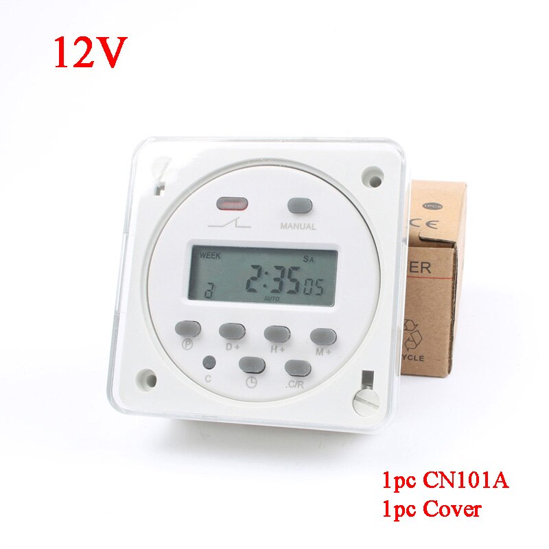 CN101A AC 220V 230V 240V 8A TO 16A Time Switch Relay TIMER 10A CN101 Digital LCD Power weekly Programmable with protective cover: 12V