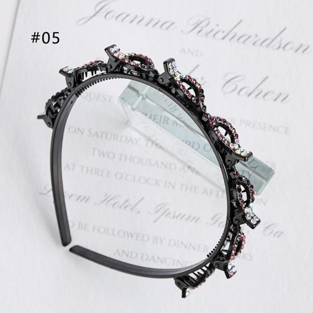 Black Rhinestone Braider Hair Clip Burst Pin Hairdo Bring Hair Hoop Multi-storey Wisp Air Weave Head Hoop 8 in 1 Styling Tool: 5