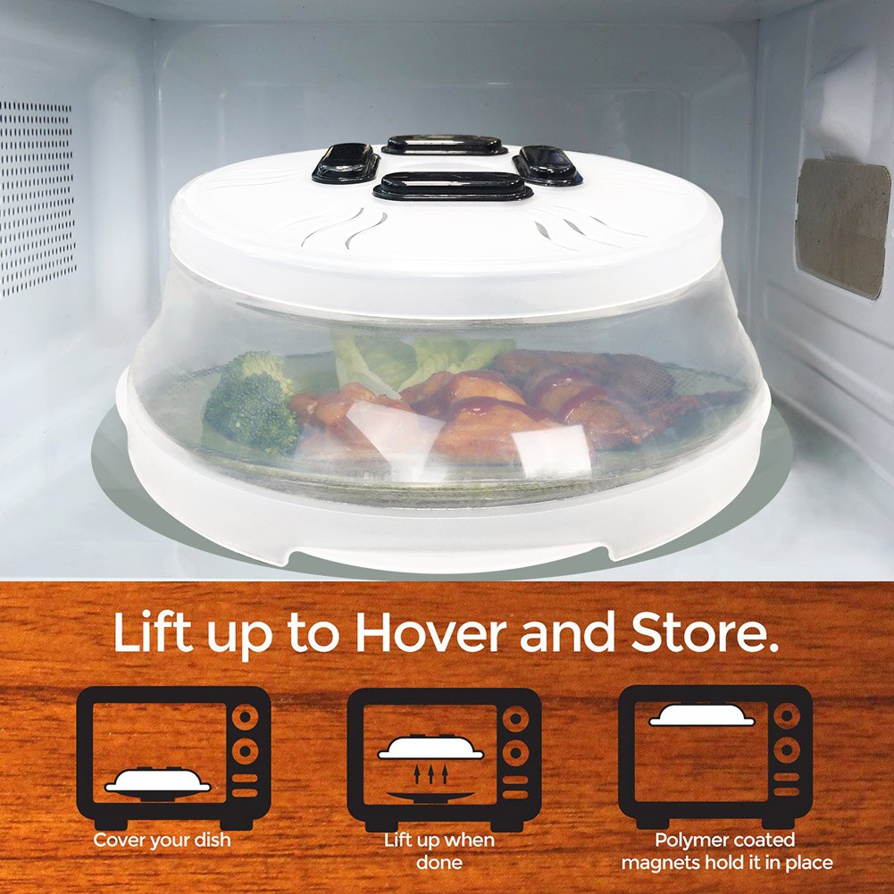Magnetic Microwave Plate Cover Lid Splatter Guard with Steam Vent and Strong Magnets Microwave Cover Colander Strainer for Fruit