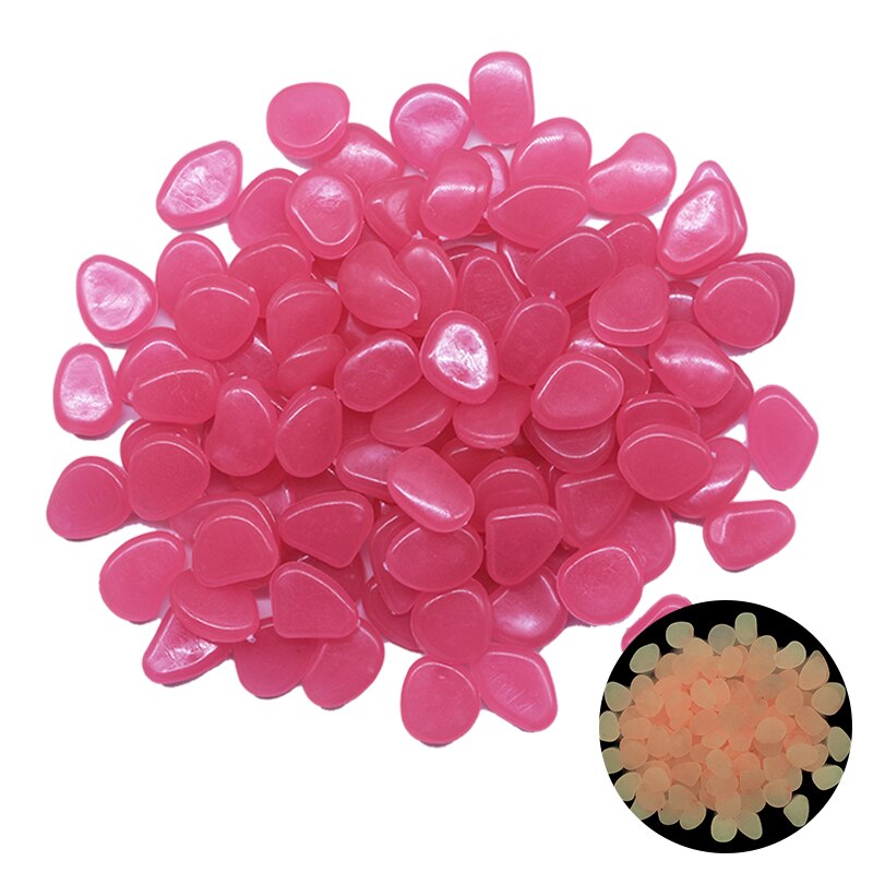 Fish Tank Rocks Glow Multi-Colored Glow in The Dark Pebbles for Fish Tank Aquarium Garden Plant Pots Bonsai Walkway Driveway: 100Pcs / Pink