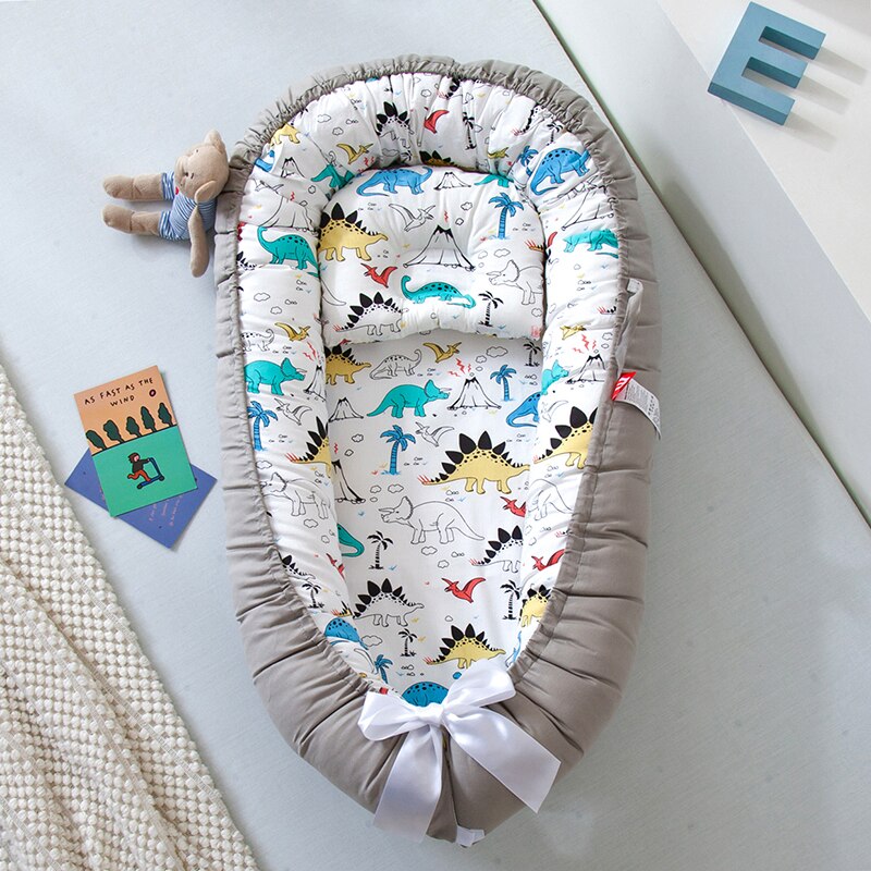 Babynest bærbar babynest seng med pudepude nyfødt rejseseng til udendørs seng spædbarns vugge reden sengetøj