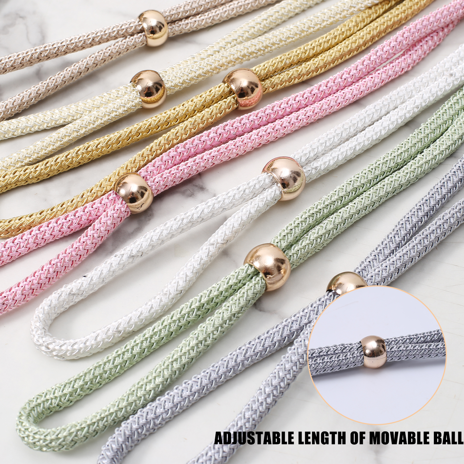 Paquete de 2 cortinas elásticas de poliéster modernas con encaje, ajustable, adecuadas para cortinas gruesas, accesorios de decoración de cortinas para el hogar y la oficina para sala de estar, dormitorio, puerta de terraza