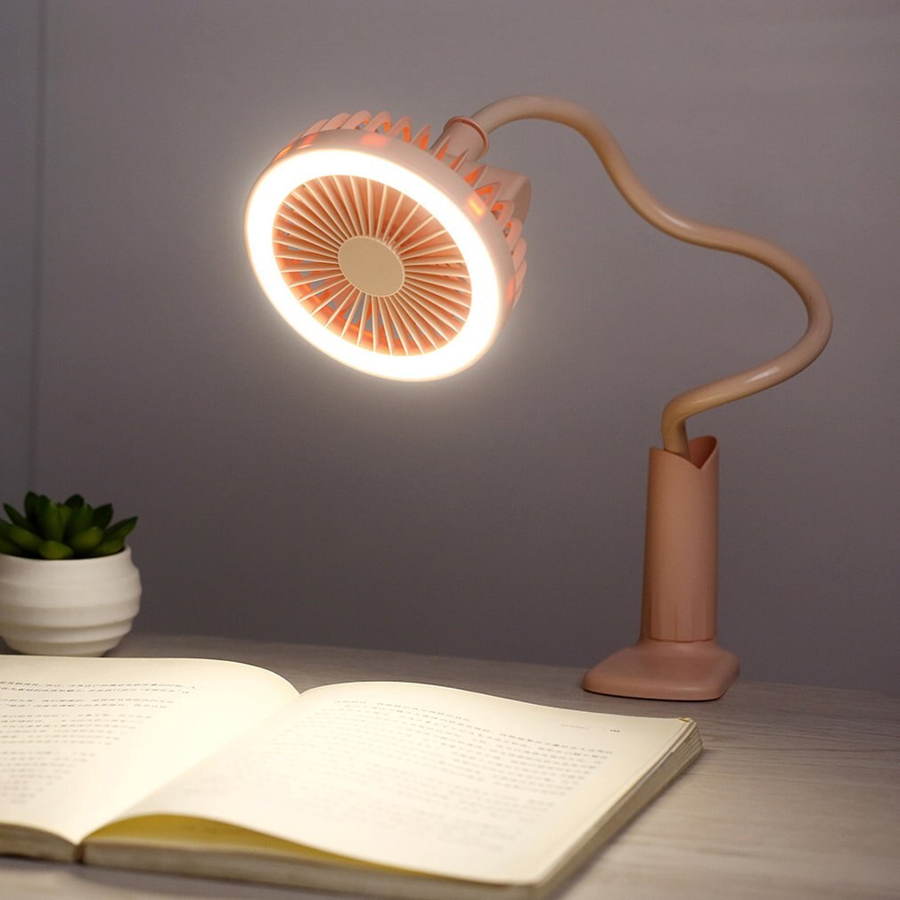 Portable USB Fan flexible with LED light Adjustable Cooler Mini Fan Handy Small Desktop USB Cooling Fan