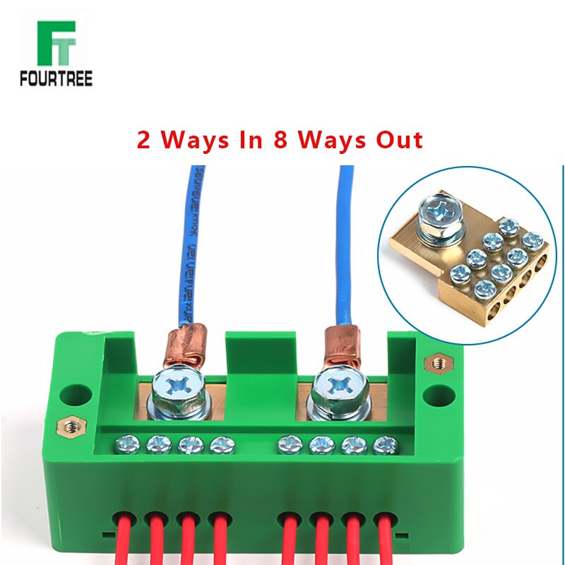 1Pcs Single Phase Junction Box Quick Connect Terminal Box Splitter Metering Cabinet Wire Connection High Power Block FJ6: 2 IN 8 OUT
