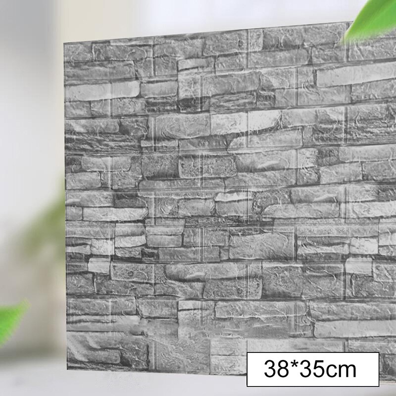 Självhäftande 3d väggdekal imitation tegel marmor präglad diy heminredning tapet barnrum kök sovrum: Grått tegel