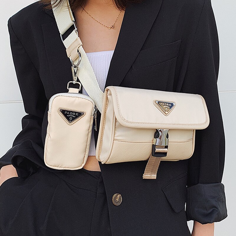 Bandolera multiusos para mujer, bolso de pecho, estilo de Hong Kong, de tela de nailon, riñonera Retro oscura, novedad de