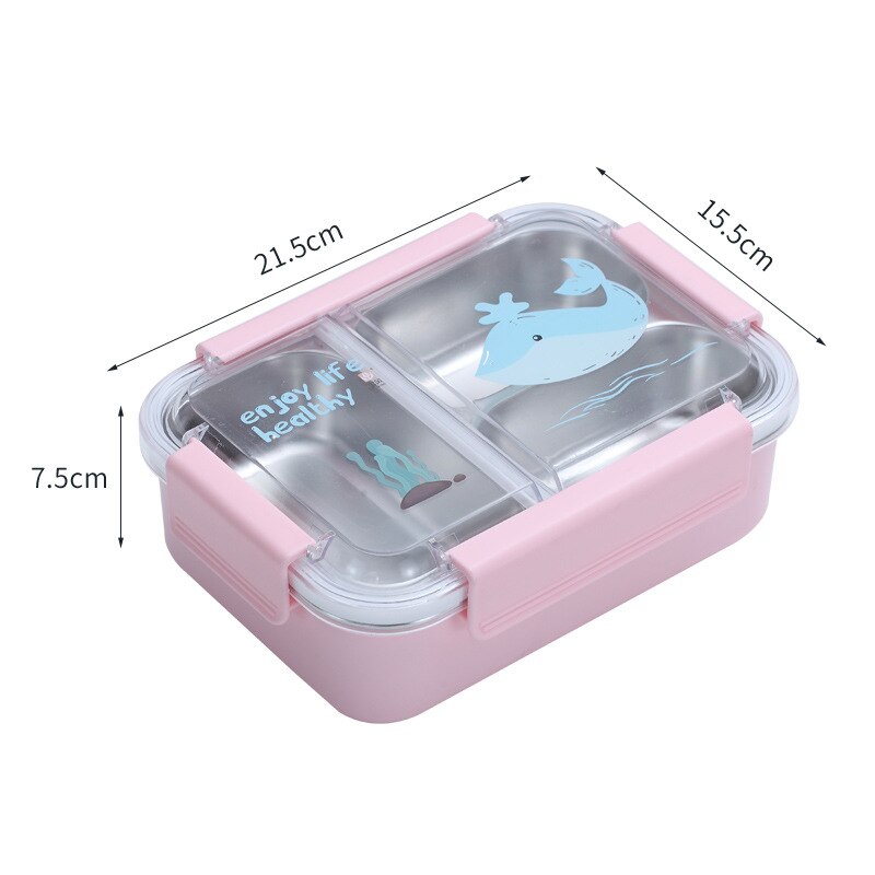 800ml Cartoon Stainless Steel 304 Lunch Box Leak-Proof Kids Children Bento Box Student School Microwave Food Container: Pink