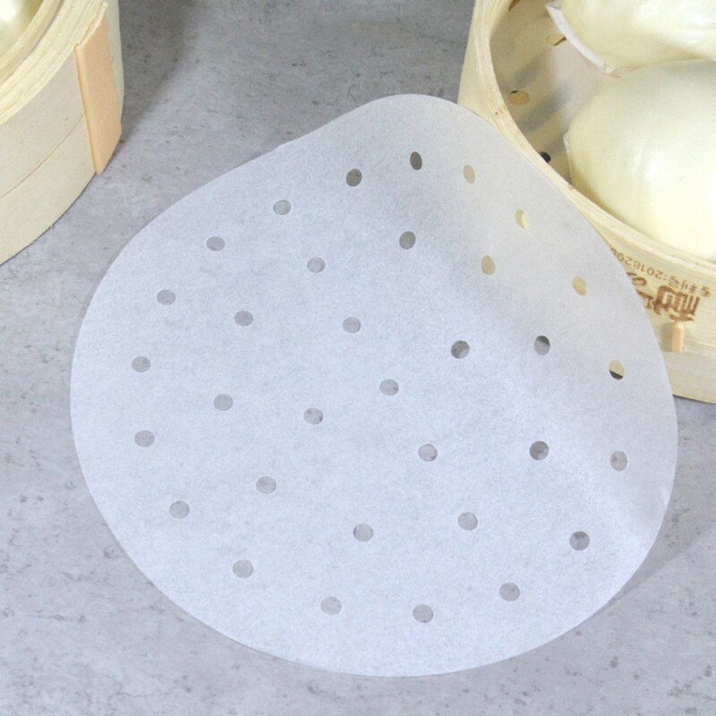 100 stuks 22cm bamboe stoommandjes, papieren airfryer voering, perkament bamboe stoommandje, papieren mat, geperforeerde airfryer cakevormpjes, ydhs