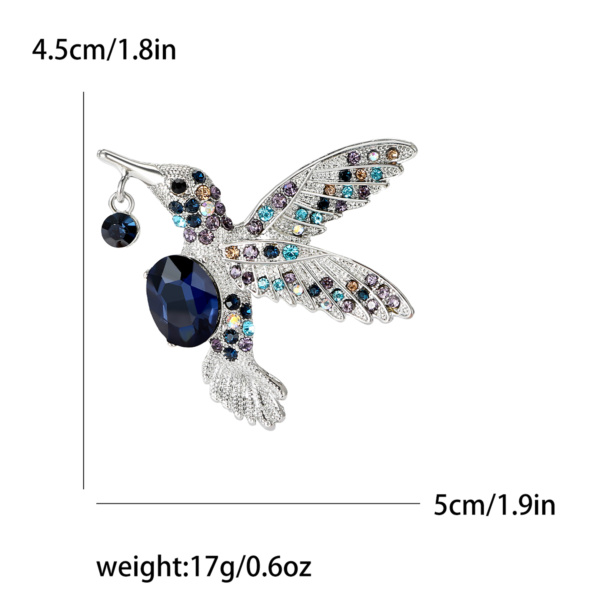 Broches colibri en strass pour femmes, unisexe, en verre, oiseau, animaux, Banquet, fête, sac à dos, , accessoires bijoux: Couleur or
