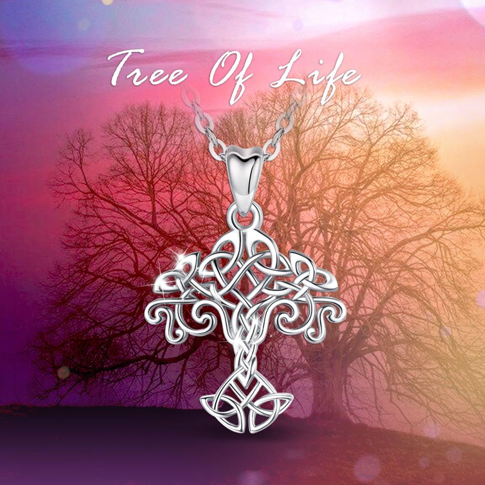 Eudora 100% 925 Sterling Silver Tree of Life Ketting Hanger Celtics Knoop Choker Vrouwen Kraag Voor Vrouwen Mode-sieraden Cadeau