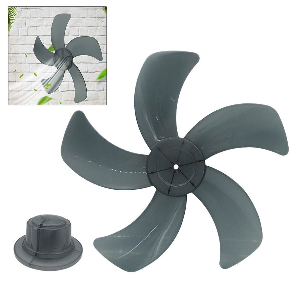 16 Inch Household Fan Blade Five Leaves With Nut Cover For Pedestal Fan Table Floor Fan Blade Gray Fan Blade Accessories