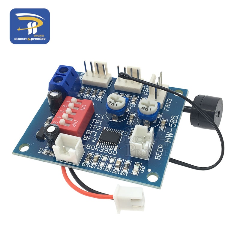DC 12V 5A PWM PC CPU Fan Temperature Control Speed Controller Module Buzzer High-Temp Alarm NTC B 3950 Thermistor 50K