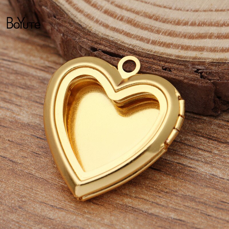 BoYuTe (10 Pieces/Lot) 20MM Metal Brass Hollow Out Heart Locket Photo Locket Charms Pendant Diy