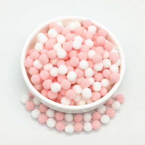 Ljusrosa vit pompom päls hantverk gör-det-själv mjuka pom poms hantverk pomponer boll bröllop dekor lim på tyg tillbehör 8mm to 30mm 20g: 8mm 0316