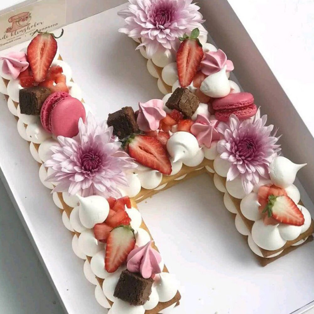 26Pcs Alfabetische Brief Cakevorm Plastic Cake Stencils Keuken Bakken Tools Diy Bruiloft Verjaardag Anniversary Wit 4 "/6''/8"