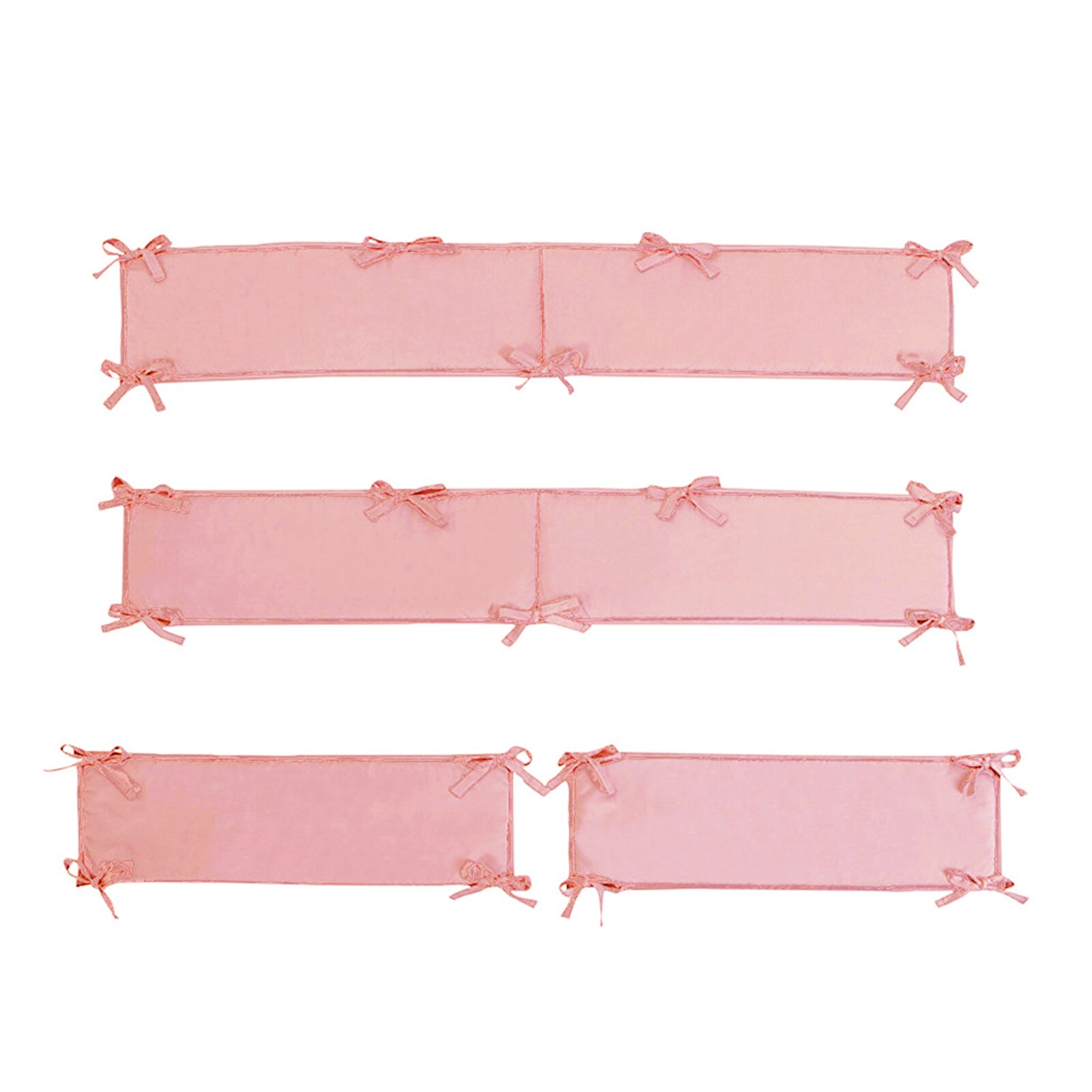 4pcs/set Removable Washable Bed Solid Liner Protector Guard Pad Anti-collision Baby Crib Bumper For Boys Girls Thicken Nursery: Pink