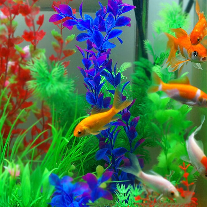 10 unidades de plástico color a juego Hombre-hecho grande acuario de plástico pecera planta de decoración del paisaje acogedor