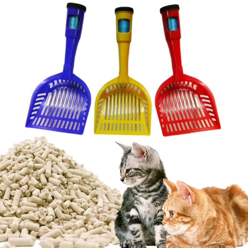 Ensfarget rutenett mesh kattesand scoop ikke pinne spade sterk plast stor scooper jumbo pellets sikt til kattesand