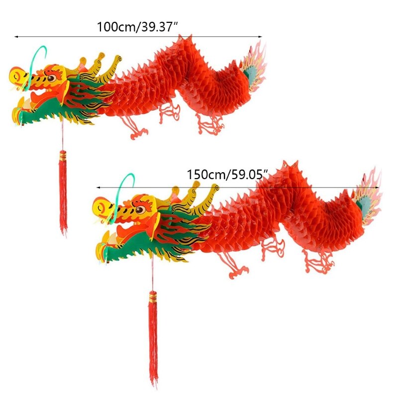1.5m/1.0m Spring Festival Dragon Lantern Chinese Year Hanging Paper Lamp