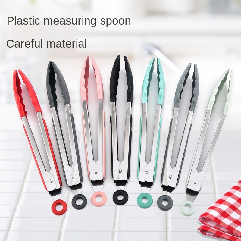 Silicone Food Tong Stainless Steel Kitchen Tongs Silicone Non-slip Cooking Clip Clamp BBQ Salad Tools Grill Kitchen Accessories