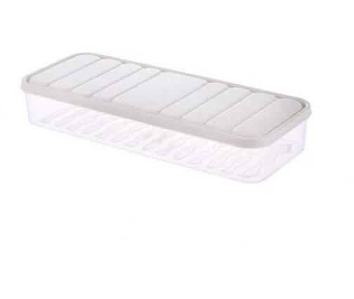 Køleskab mad opbevaringsbeholder med låg forseglet sprødere mad frisk holde æg fisk opbevaringsboks frisk spacer organizer case: S hvid