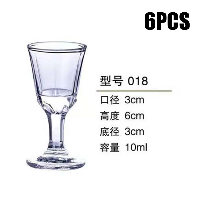 6 st genomskinligt snapsglas kopp glas hög sprit vitvin glas kopp fest dricka tjock botten kopp hushåll: 10 ml 018