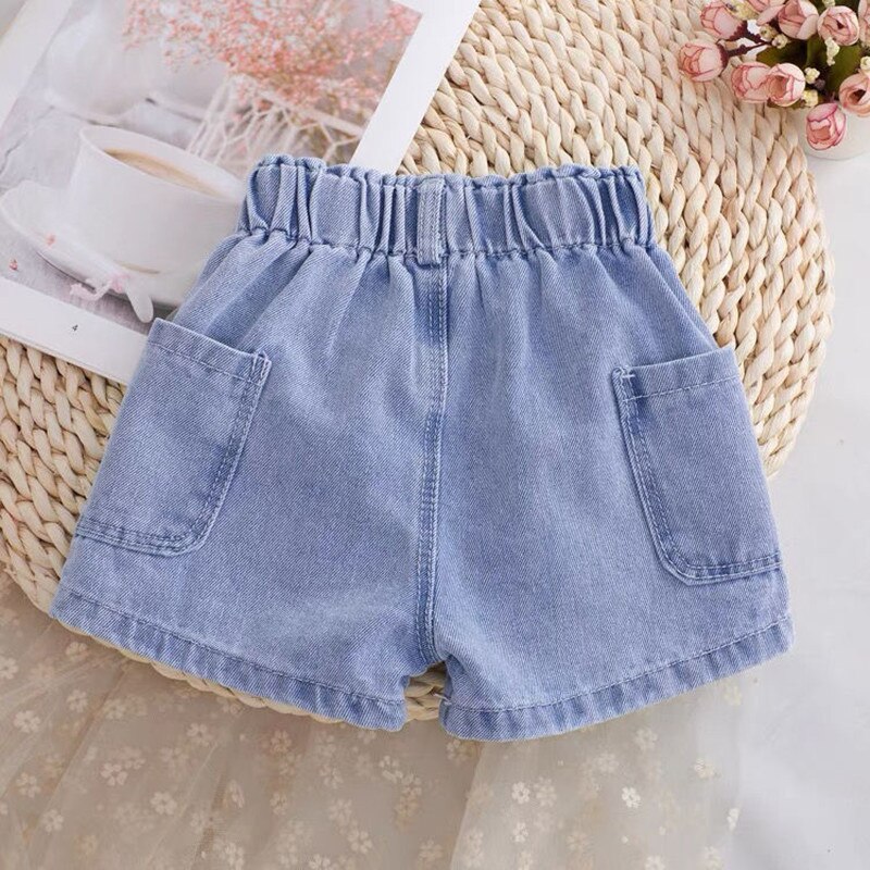 Pantaloncini di Jeans per bambina estiva per bambini nuovi pantaloni Casual con fiocco per bambina Jeans per bambini pantaloncini per ragazze adolescenti 1-12Y