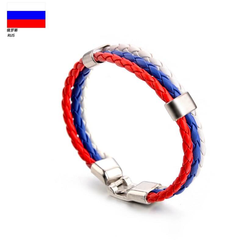 National Flag Leather france Wristband Nigeria Bracelets soccer: Russia