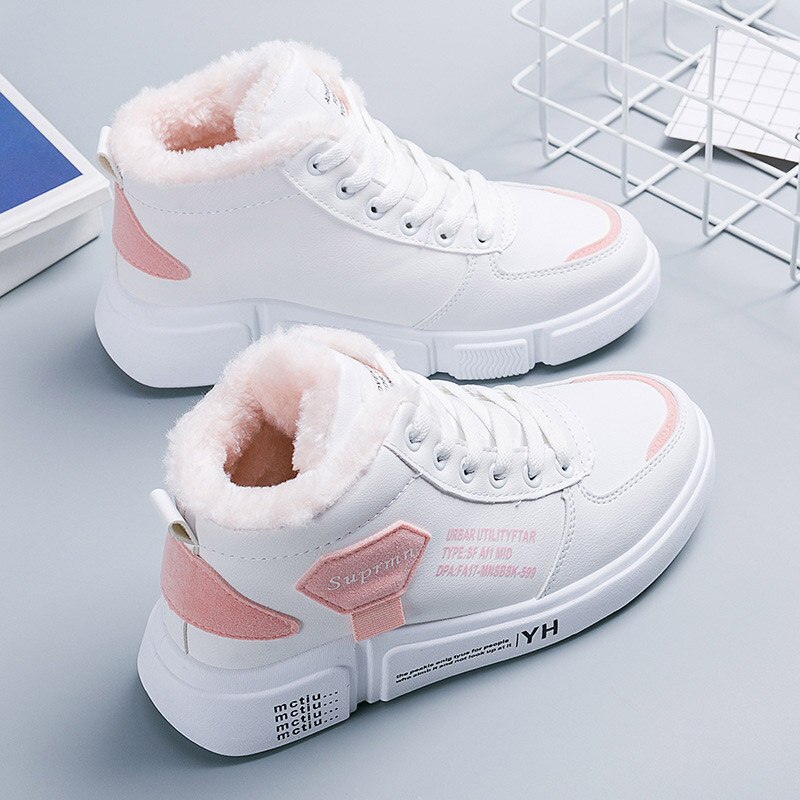 Winter damesschoenen dikke fluwelen schoenen voor dames warme veterschoenen effen kleur wandelschoenen casual dames sneakers