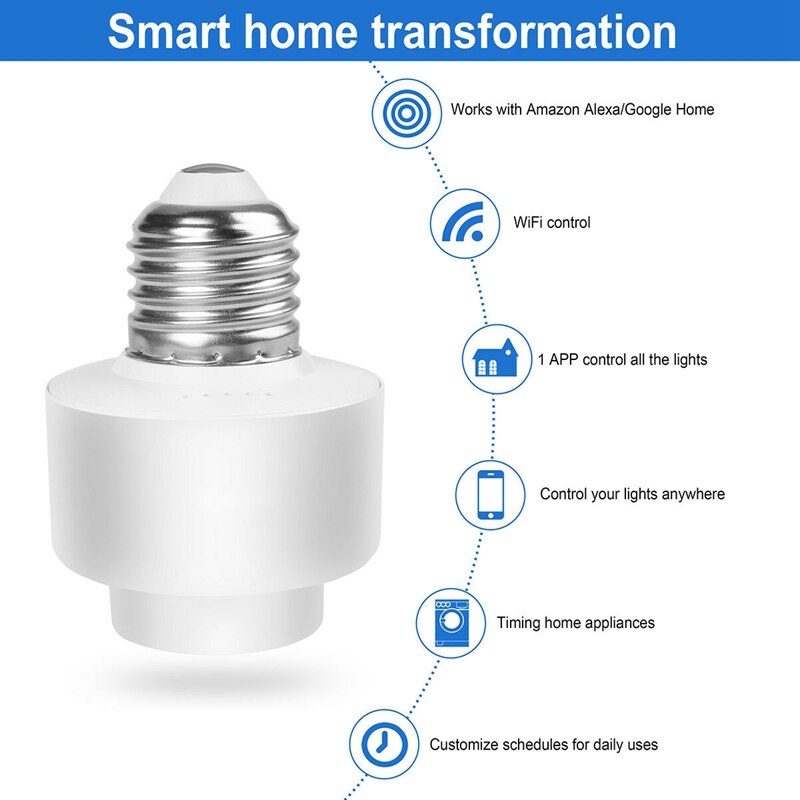 Wifi Smart Light Base Voor Smart Leven/Tuya App Draadloze Afstandsbediening E26 E27 Bulb Socket Werken Met Alexa google Home Ifttt