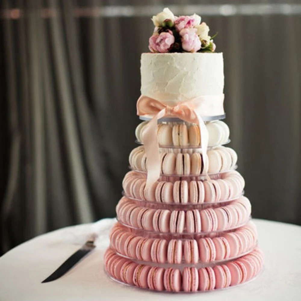 Macaron Torni Esittelyteline 6 Tasoa - Kakku Cupcake Häät - Muovi