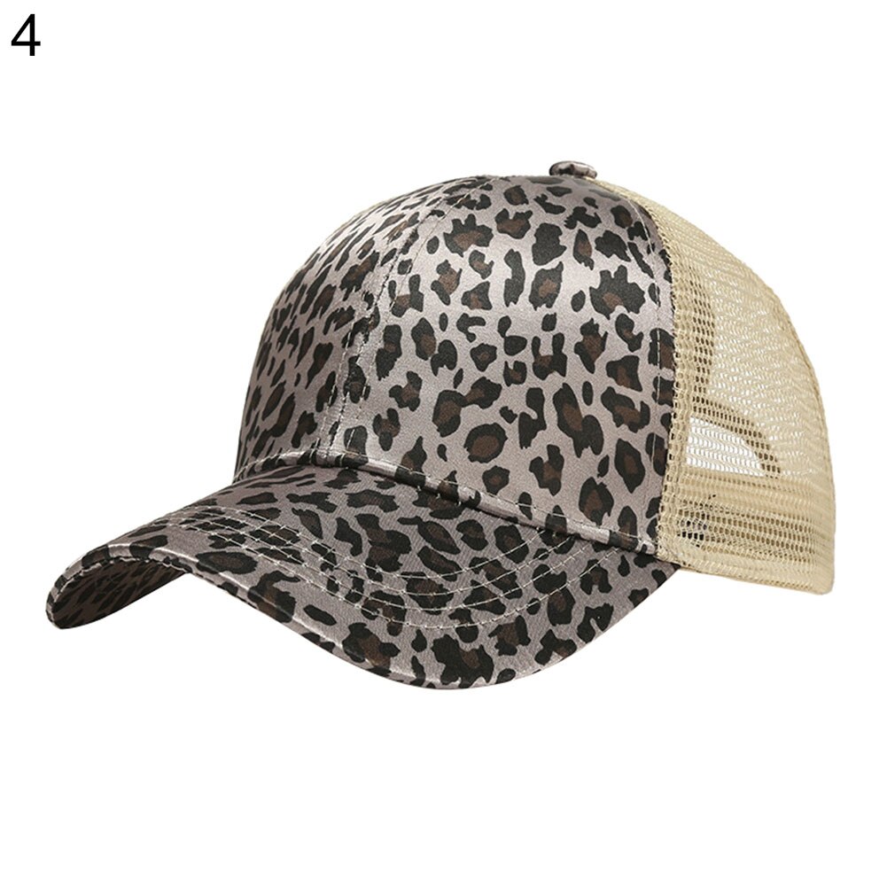 Women Summer Leopard Print Anti UV Ponytail Hat Outdoor Sports Baseball Cap Peaked Hat Ponytail Cap Polyester Baseball Cap: 4