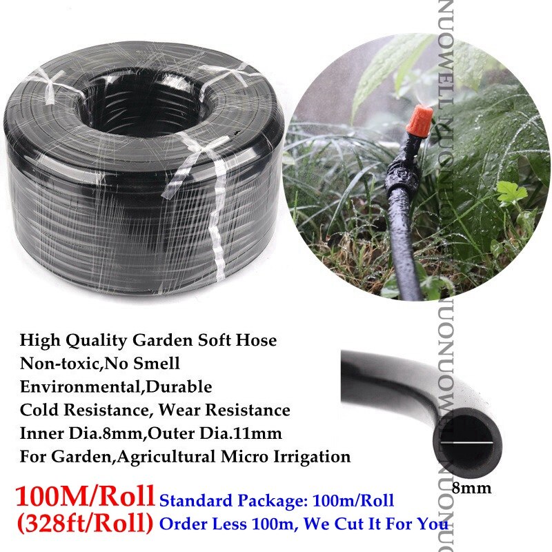 3/5mm 4/7mm 8/11mm blød pvc haveslange drypvanding vandrør gård mikrovandingssystem vandrørledning: 8 l 11mm slange