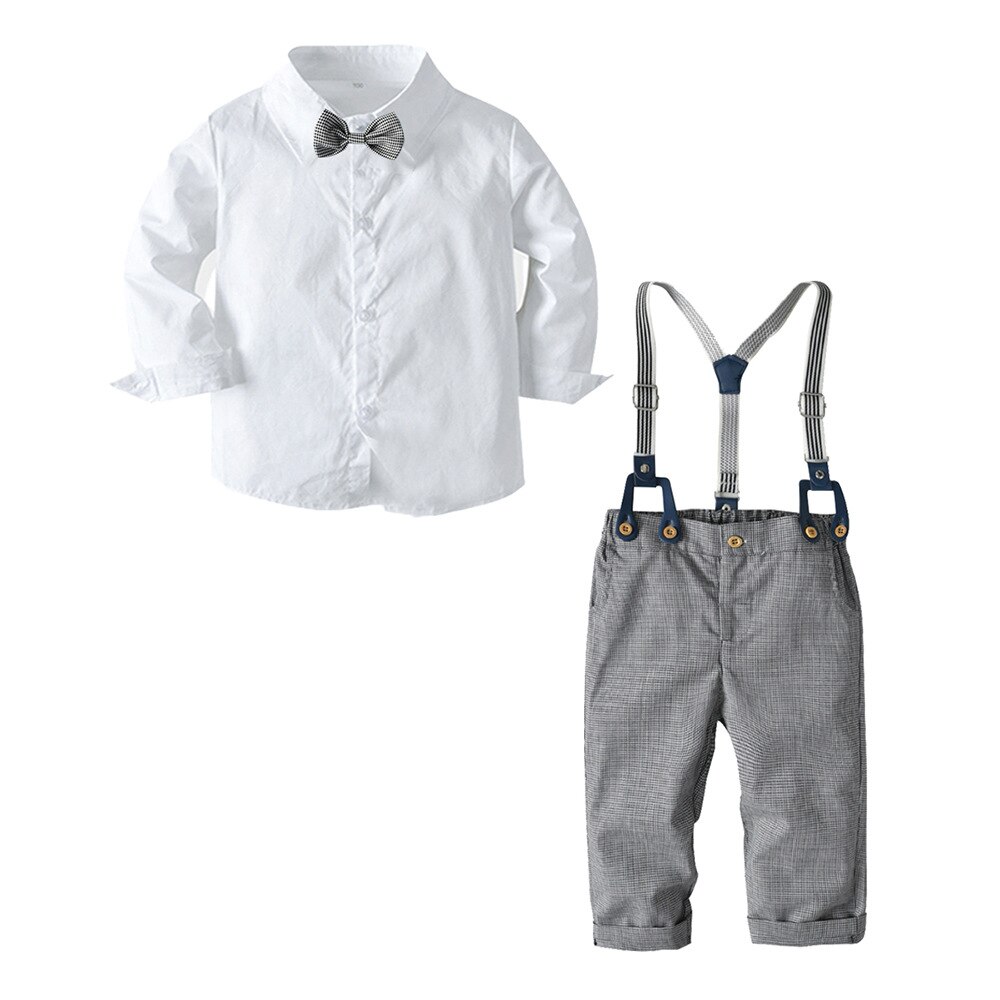 Baby Pak Kinderkleding Suits 2 Stks/set Kids Baby Jongens Pak Solid Shirt + Broek Voor Jongens Voor formele Party 1-4 Leeftijd