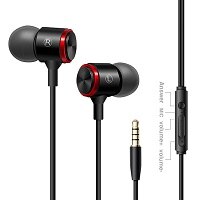 In-Ear Wired 3.5mm Extra Bass Koptelefoon met Microfoon Volumeregeling Voor Android Mobiele Telefoon: Black