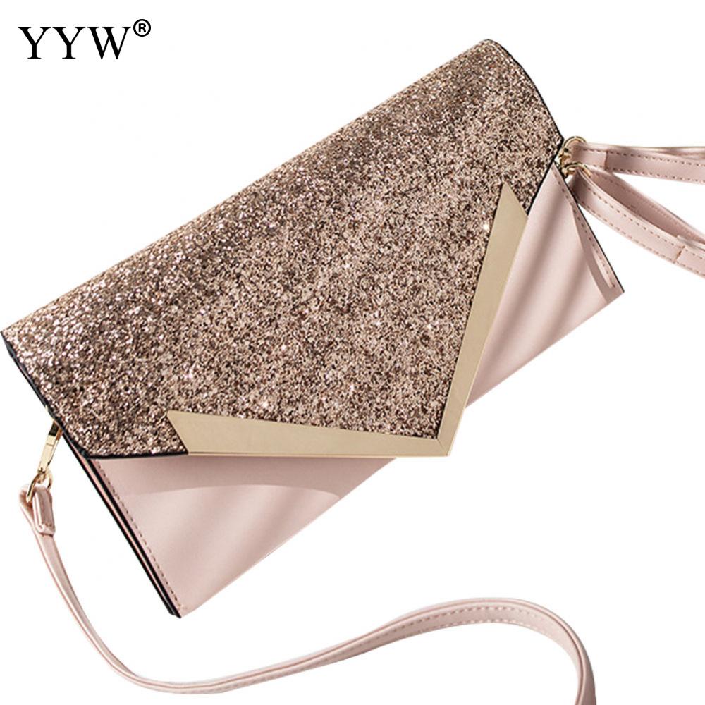 Mode Lovertjes Envelop Clutch En Schoudertas Goud Zwart Messenger Tote Bag Voor Werk Zakelijke Banket Party Koppelingen Purse