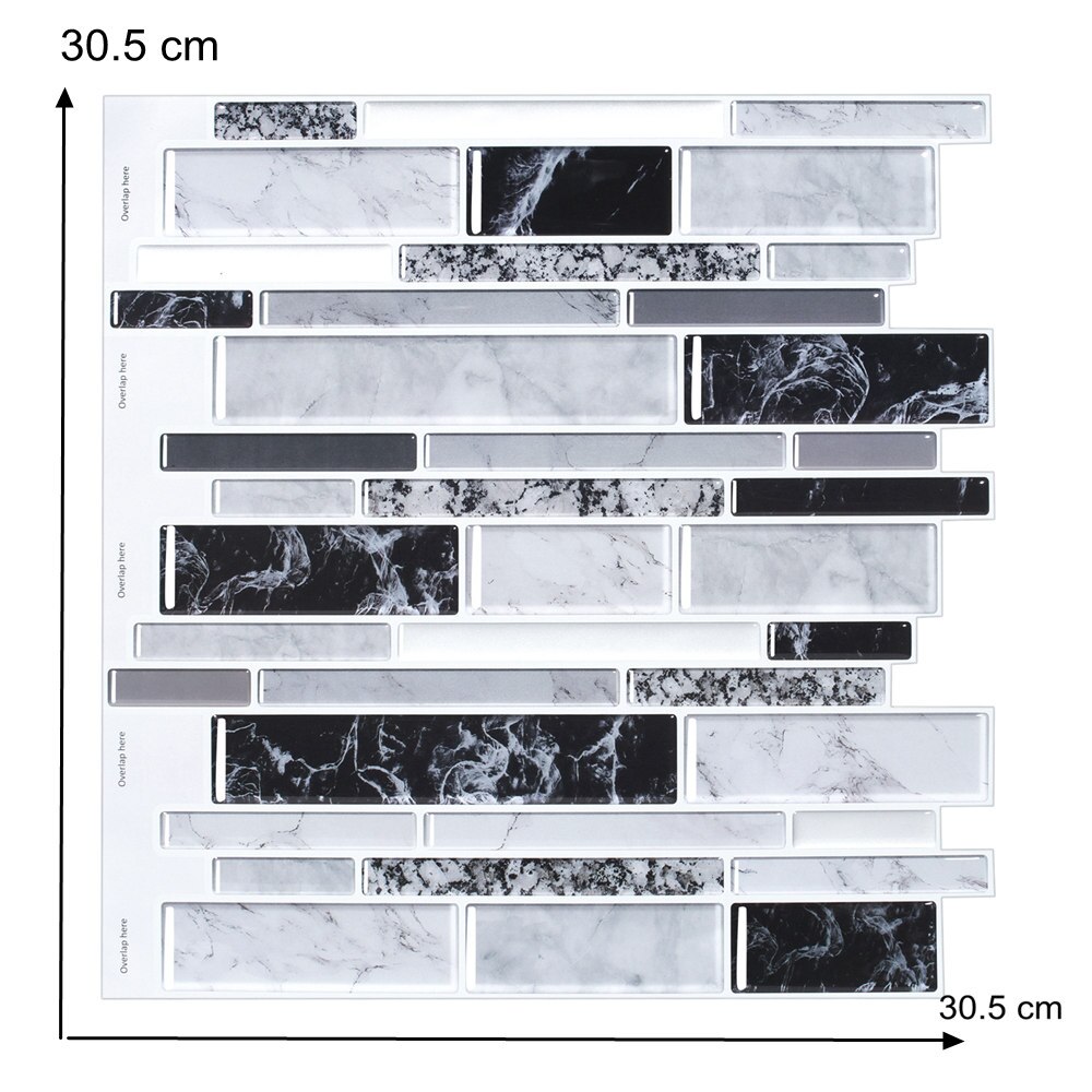 (30.5*30.5 cm) schwarz-weiß gestreifte wandaufkleber, wasserfest, selbstklebend, 3d- effekt, für cafés, dekorative blende, zum abziehen und aufkleben: T80176