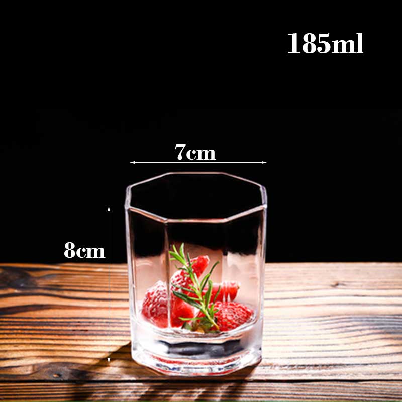 Genomskinlig åttakantig glaskopp blyfri mjölkjuice tekopp hem kaffemugg vinbjörn cocktailglas drinkware vasos de vidrio: 185ml