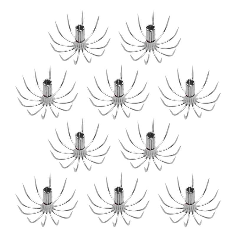 10Pcs Squid Hook Thick Stainsless Steels Barbed Umbrellas Hook Sea Fishings Fishes Hook Cuttlefishes Squid Jig Fishings Baits Ho: Red