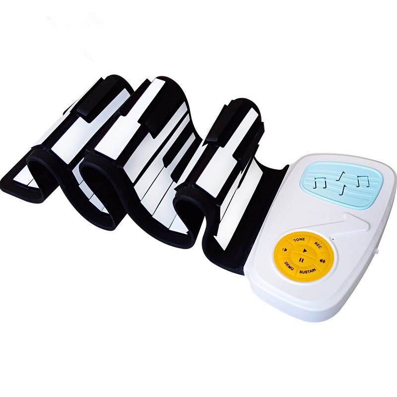 Portable Electronic Piano 49 Keys Rainbow Electronic eyboard Flexible Silicone Roll Up Piano Folding Electronic Keyboard: Black